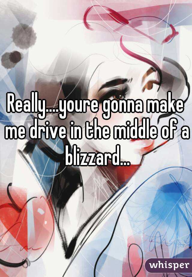 Really....youre gonna make me drive in the middle of a blizzard...