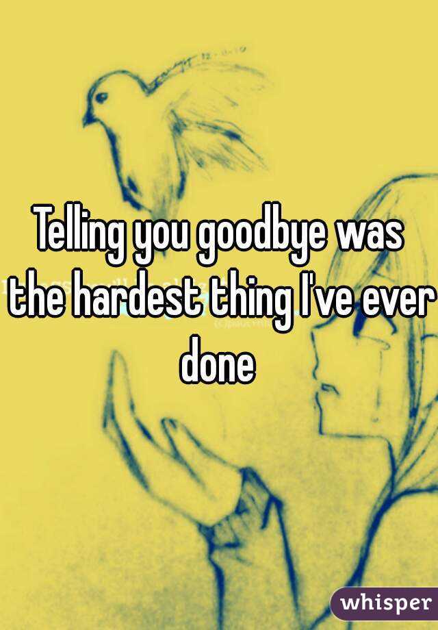 Telling you goodbye was the hardest thing I've ever done 
