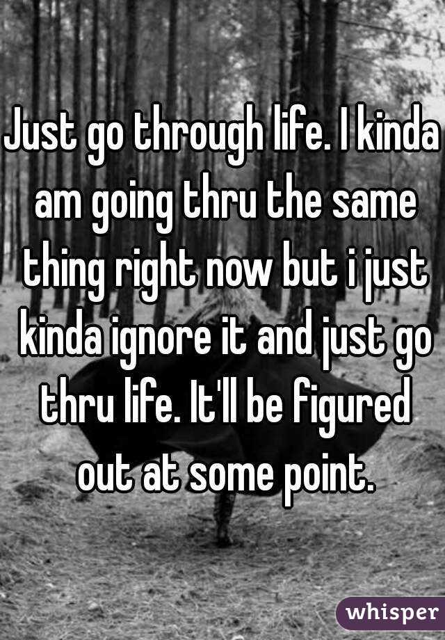 Just go through life. I kinda am going thru the same thing right now but i just kinda ignore it and just go thru life. It'll be figured out at some point.