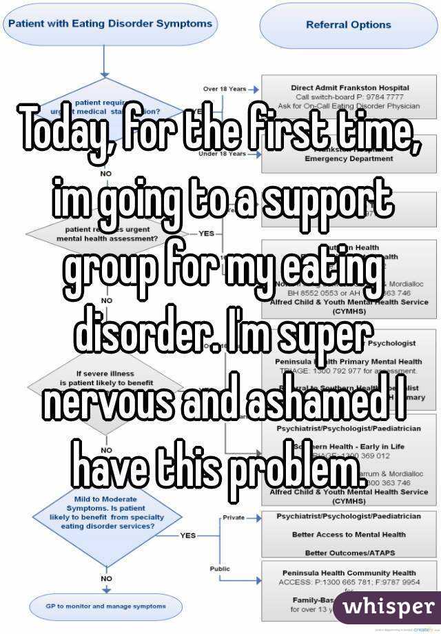 Today, for the first time, im going to a support group for my eating disorder. I'm super nervous and ashamed I have this problem. 