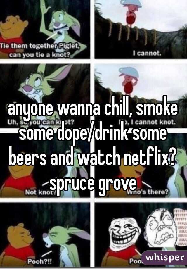 anyone wanna chill, smoke some dope/drink some beers and watch netflix? spruce grove