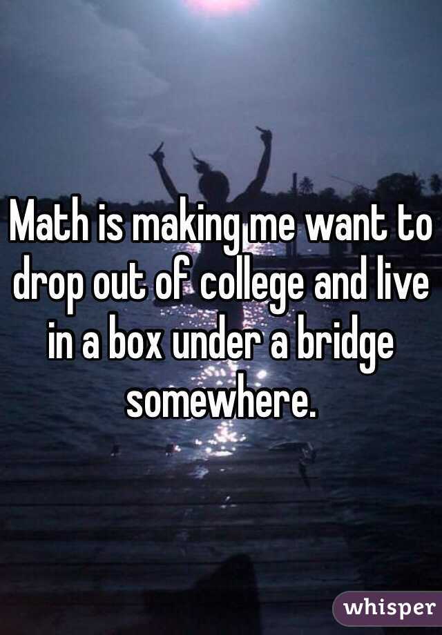 Math is making me want to drop out of college and live in a box under a bridge somewhere. 