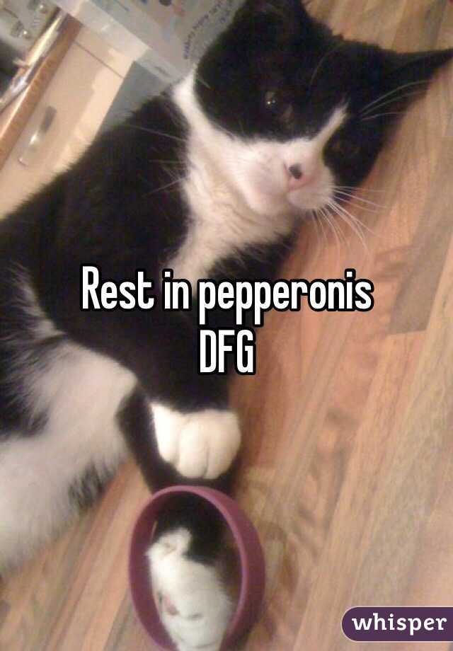 Rest in pepperonis 
DFG
