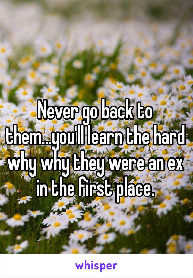 Never go back to them...you'll learn the hard why why they were an ex in the first place.