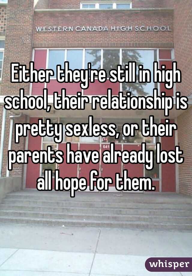 Either they're still in high school, their relationship is pretty sexless, or their parents have already lost all hope for them.