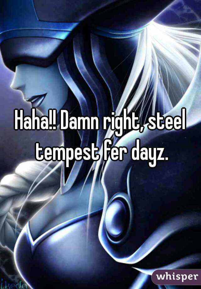 Haha!! Damn right, steel tempest fer dayz.