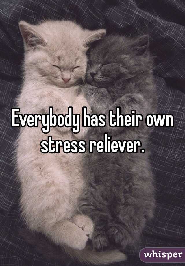 Everybody has their own stress reliever. 