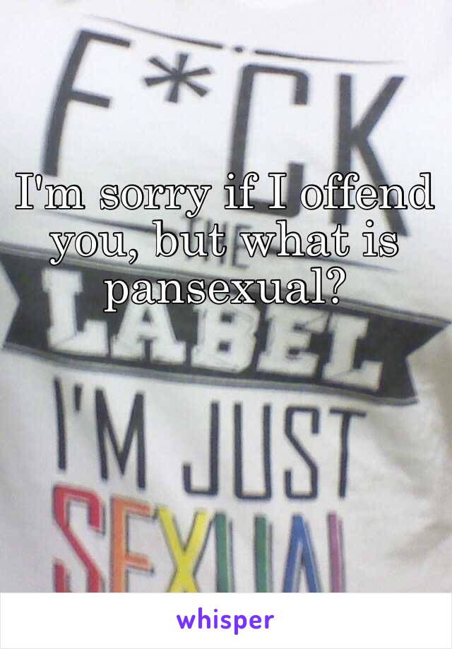 I'm sorry if I offend you, but what is pansexual?