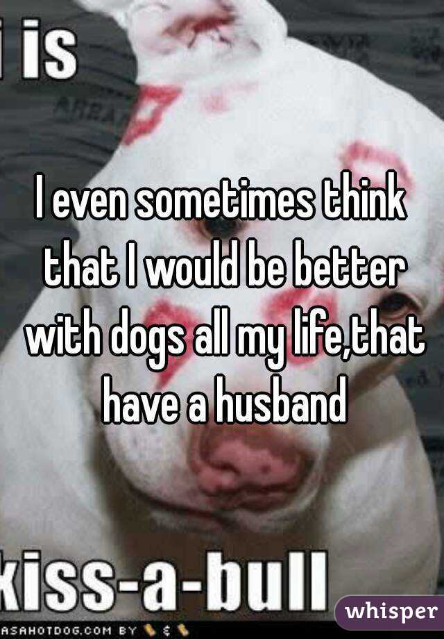 I even sometimes think that I would be better with dogs all my life,that have a husband