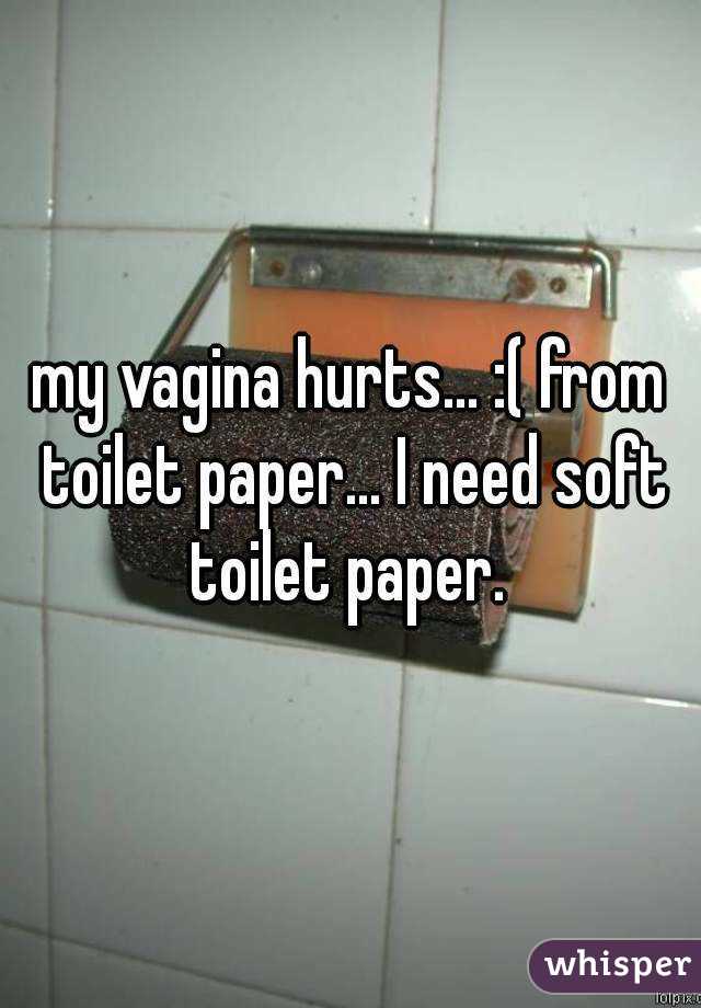 my vagina hurts... :( from toilet paper... I need soft toilet paper. 
