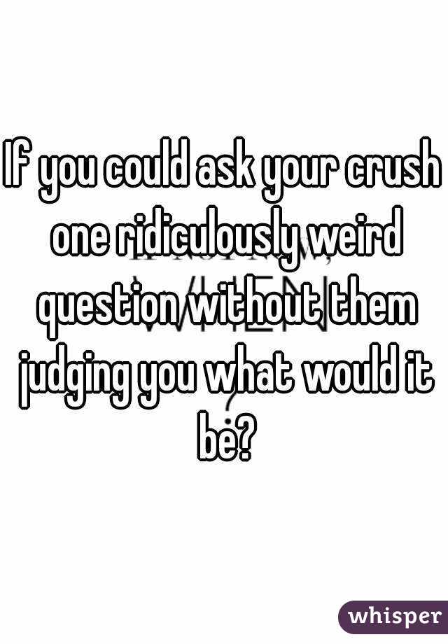 If you could ask your crush one ridiculously weird question without them judging you what would it be?