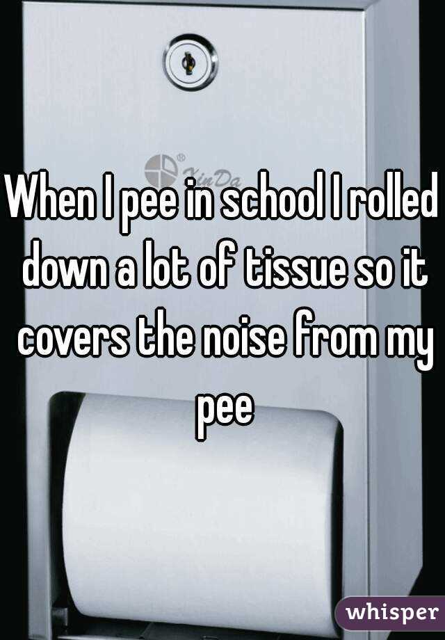 When I pee in school I rolled down a lot of tissue so it covers the noise from my pee