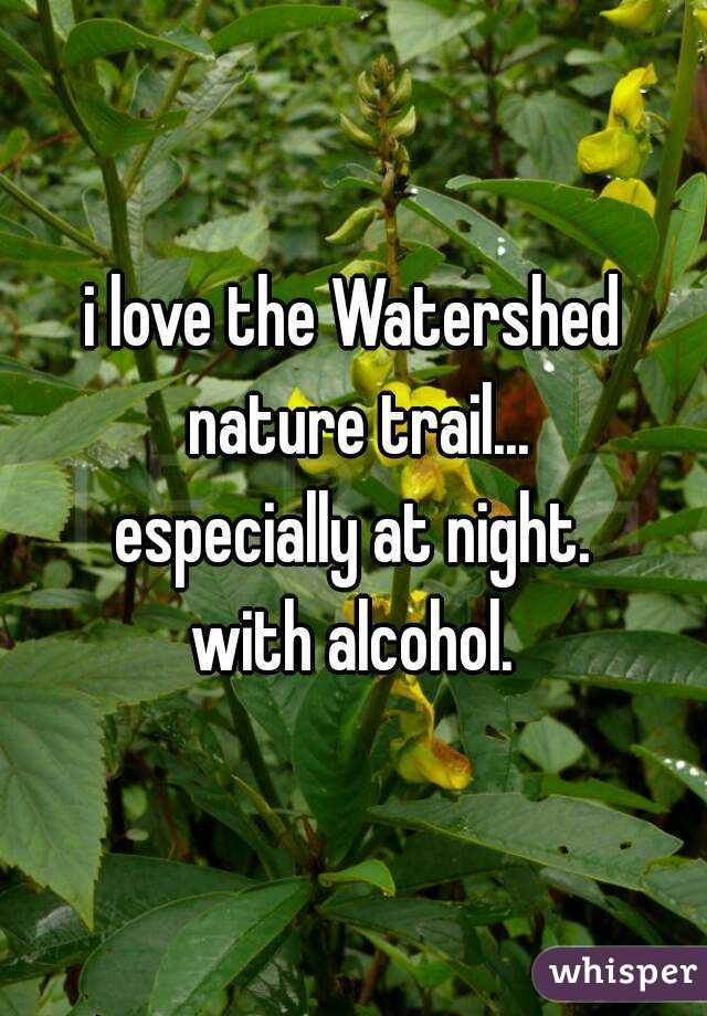 i love the Watershed nature trail...
especially at night.
with alcohol.