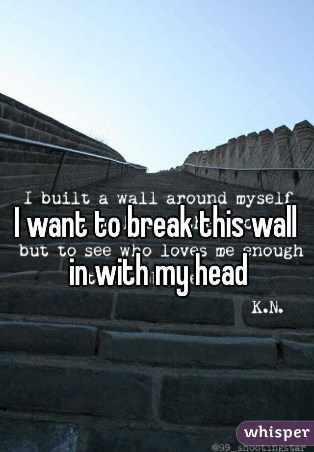 I want to break this wall in with my head