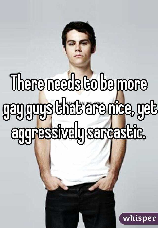 There needs to be more gay guys that are nice, yet aggressively sarcastic. 