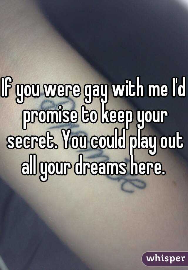 If you were gay with me I'd promise to keep your secret. You could play out all your dreams here. 