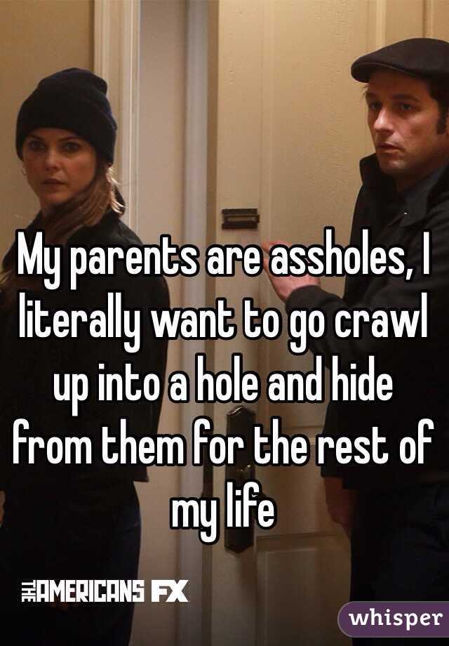 My parents are assholes, I literally want to go crawl up into a hole and hide from them for the rest of my life