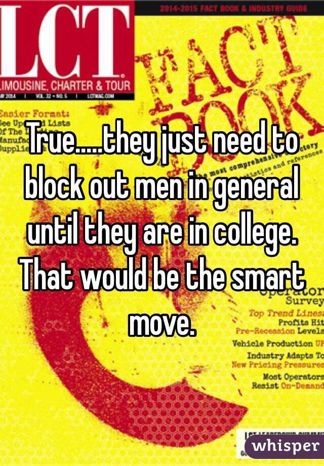 True.....they just need to block out men in general until they are in college. That would be the smart move.