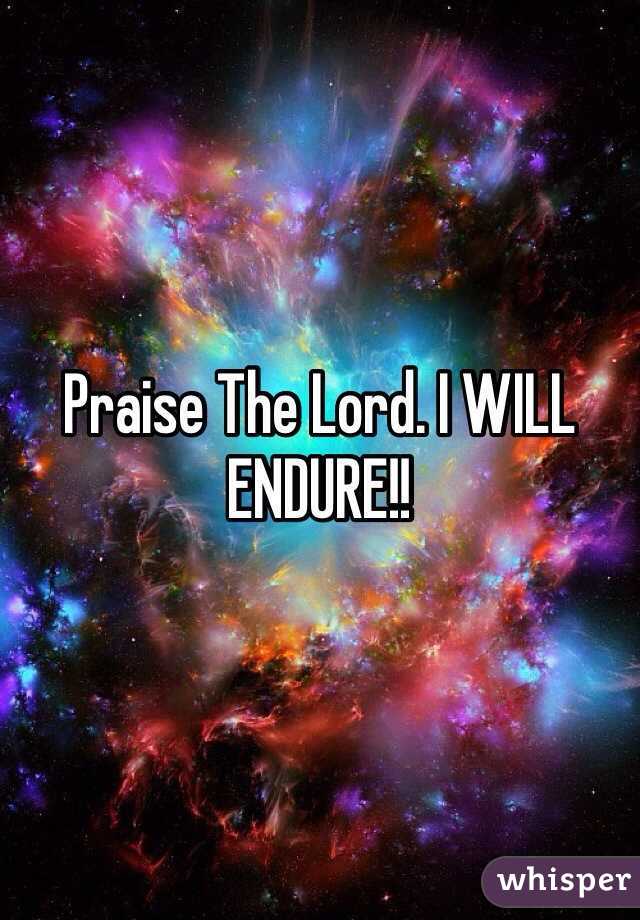 Praise The Lord. I WILL ENDURE!!