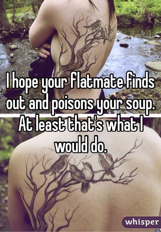 I hope your flatmate finds out and poisons your soup. At least that's what I would do.