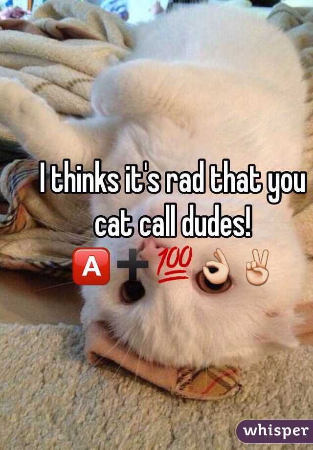 I thinks it's rad that you cat call dudes!
🅰➕💯👌✌️