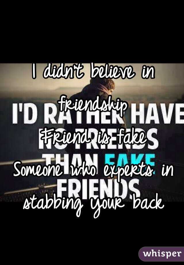 I didn't believe in friendship
Friend is fake
Someone who experts in stabbing your back