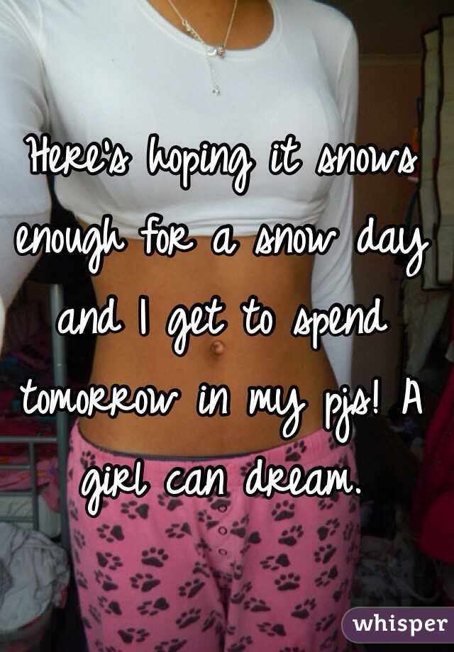 Here's hoping it snows enough for a snow day and I get to spend tomorrow in my pjs! A girl can dream.