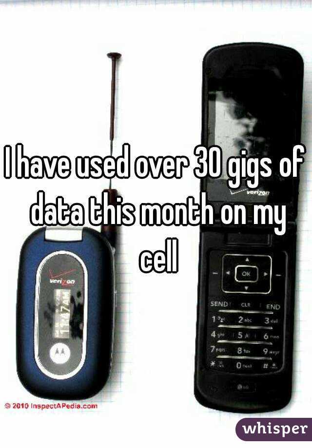 I have used over 30 gigs of data this month on my cell