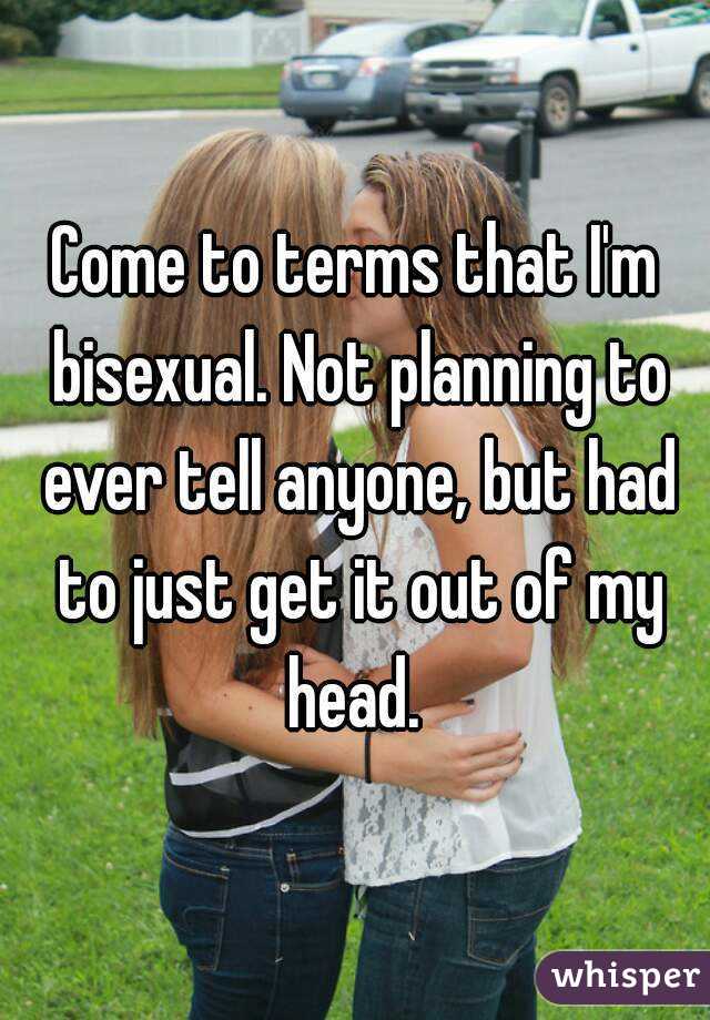 Come to terms that I'm bisexual. Not planning to ever tell anyone, but had to just get it out of my head. 