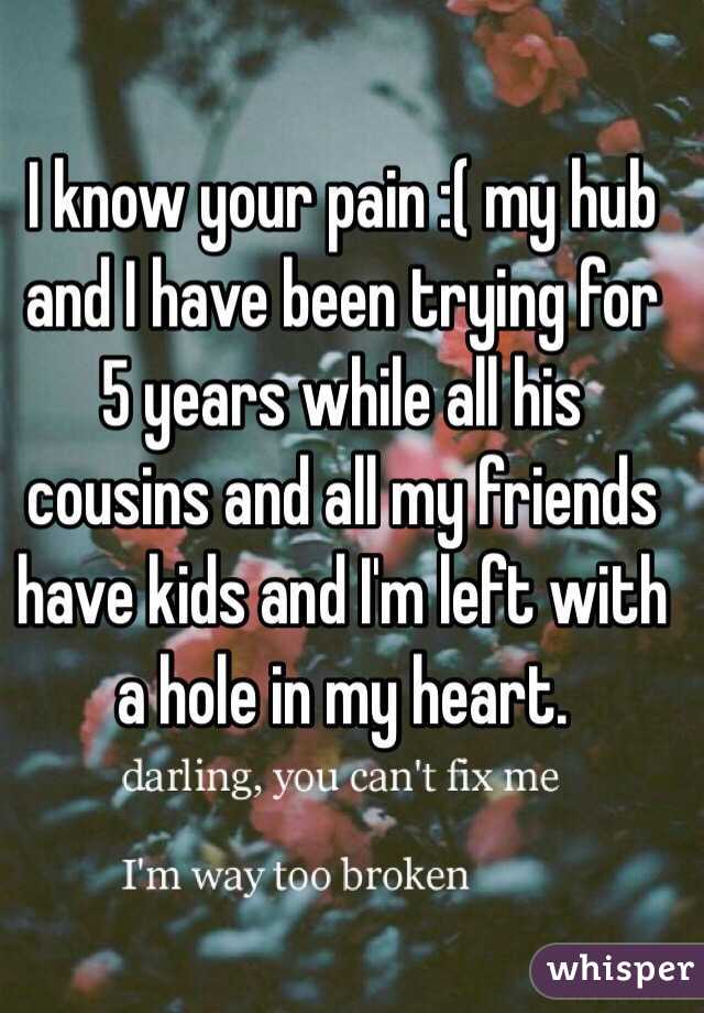 I know your pain :( my hub and I have been trying for 5 years while all his cousins and all my friends have kids and I'm left with a hole in my heart. 