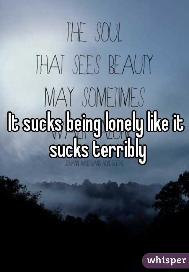 It sucks being lonely like it sucks terribly