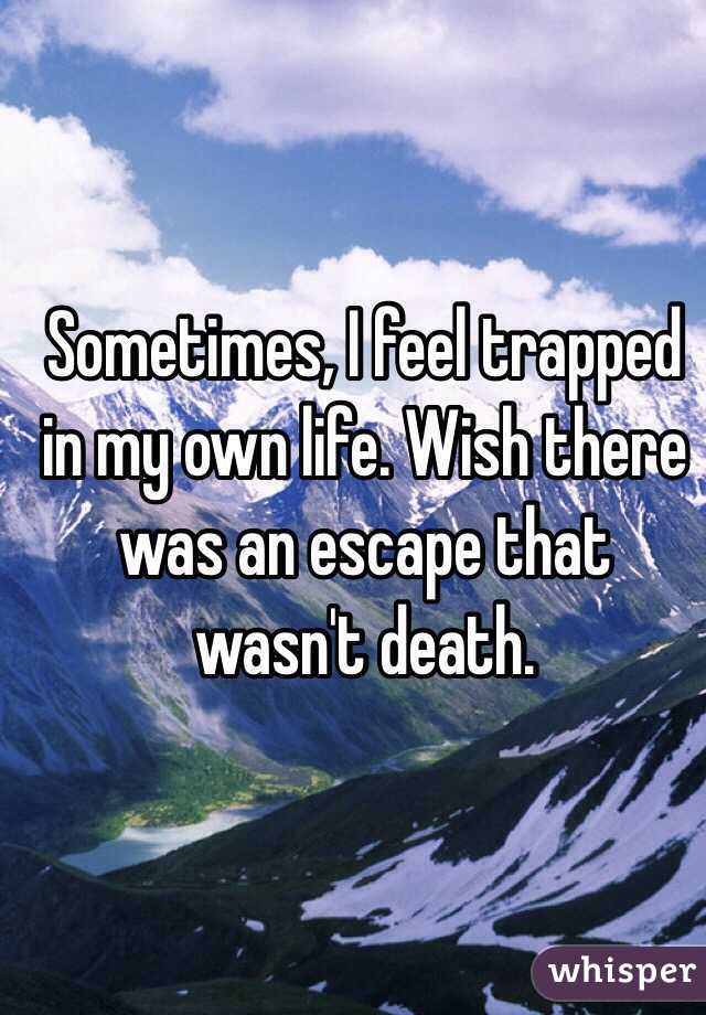 Sometimes, I feel trapped in my own life. Wish there was an escape that wasn't death.