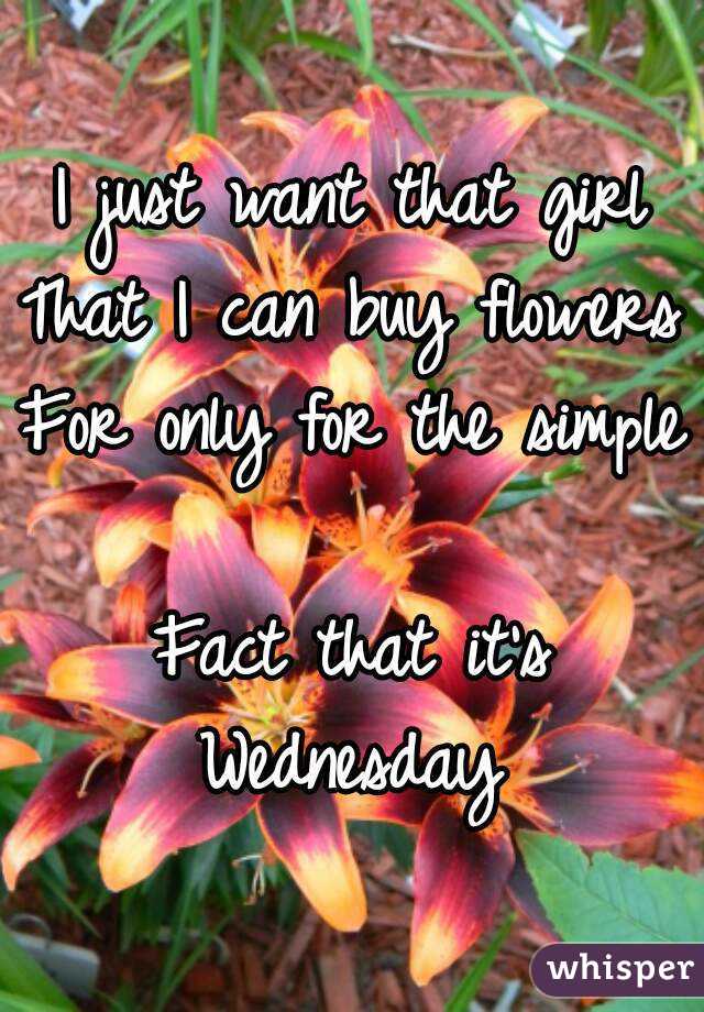 I just want that girl
That I can buy flowers
For only for the simple 
Fact that it's Wednesday 