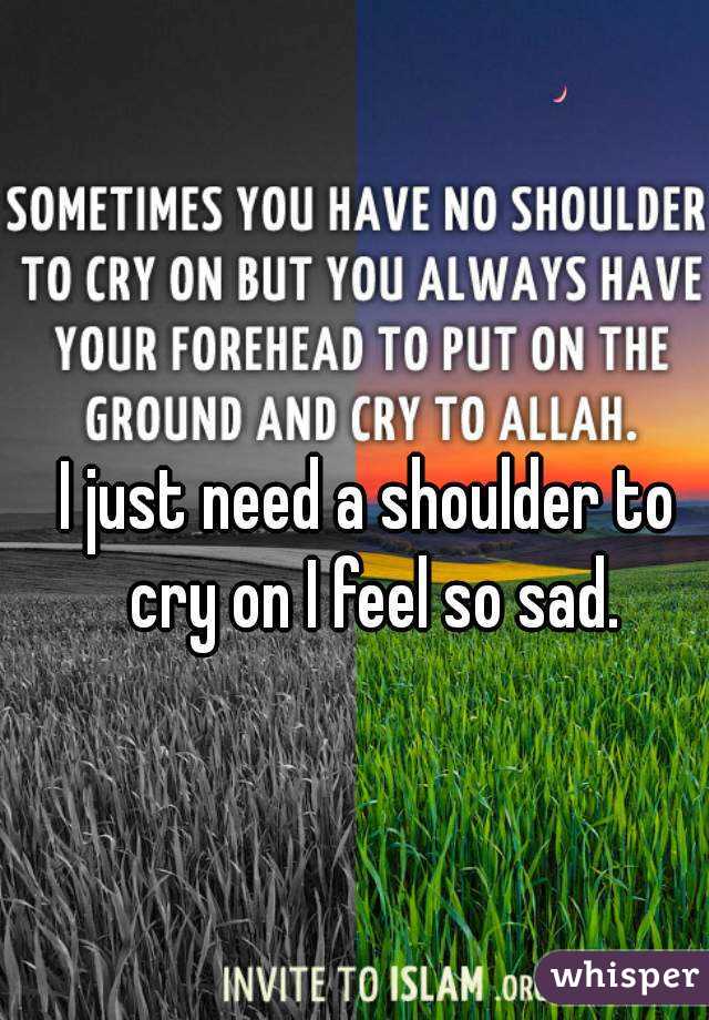 I just need a shoulder to cry on I feel so sad.