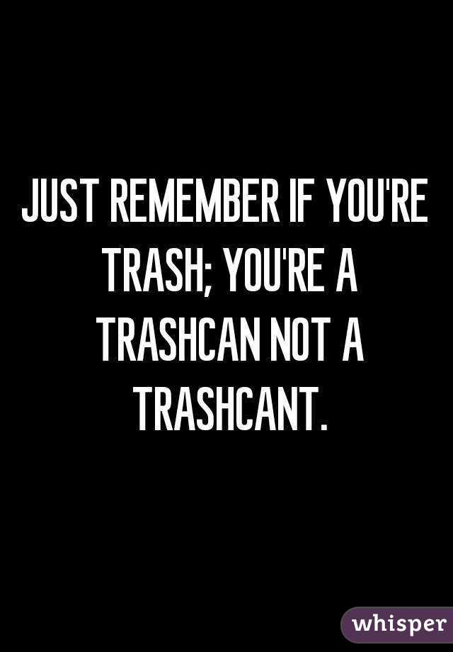 JUST REMEMBER IF YOU'RE TRASH; YOU'RE A TRASHCAN NOT A TRASHCANT.