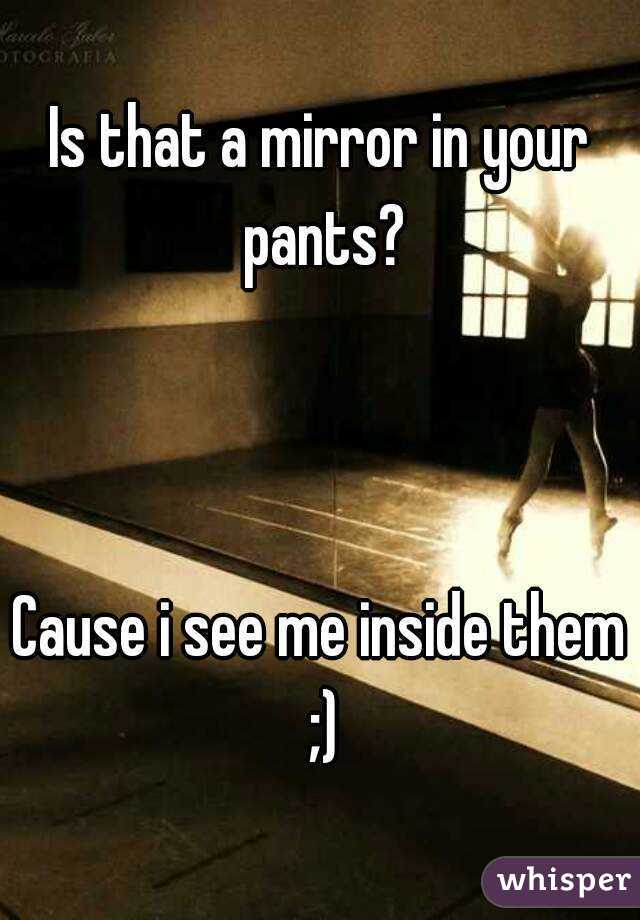 Is that a mirror in your pants?



Cause i see me inside them ;)