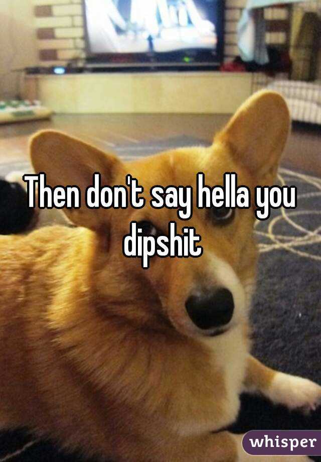 Then don't say hella you dipshit