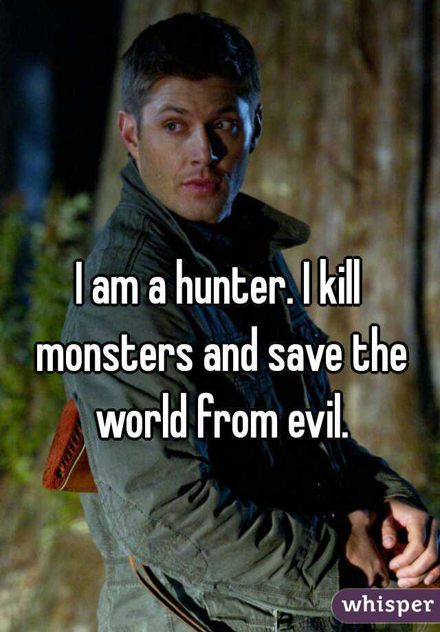 I am a hunter. I kill monsters and save the world from evil.