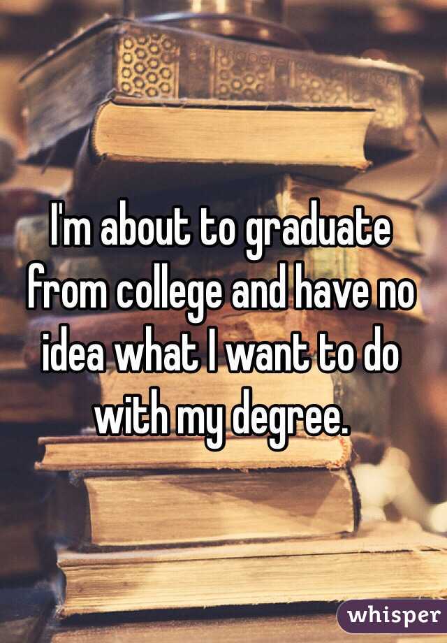 I'm about to graduate from college and have no idea what I want to do with my degree. 