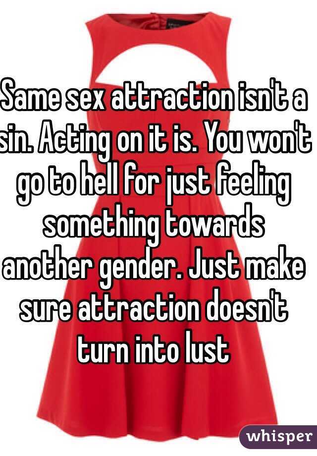 Same sex attraction isn't a sin. Acting on it is. You won't go to hell for just feeling something towards another gender. Just make sure attraction doesn't turn into lust