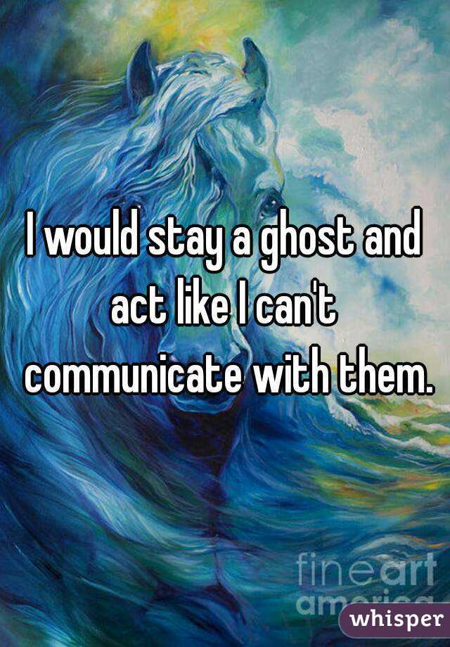 I would stay a ghost and act like I can't  communicate with them.