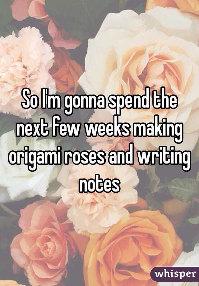 So I'm gonna spend the next few weeks making origami roses and writing notes