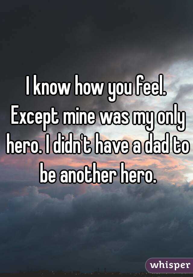 I know how you feel. Except mine was my only hero. I didn't have a dad to be another hero.