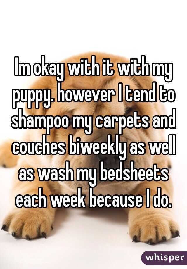 Im okay with it with my puppy. however I tend to shampoo my carpets and couches biweekly as well as wash my bedsheets each week because I do. 