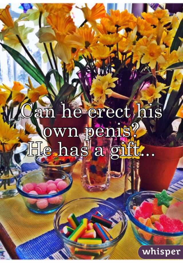 Can he erect his own penis?
He has a gift...