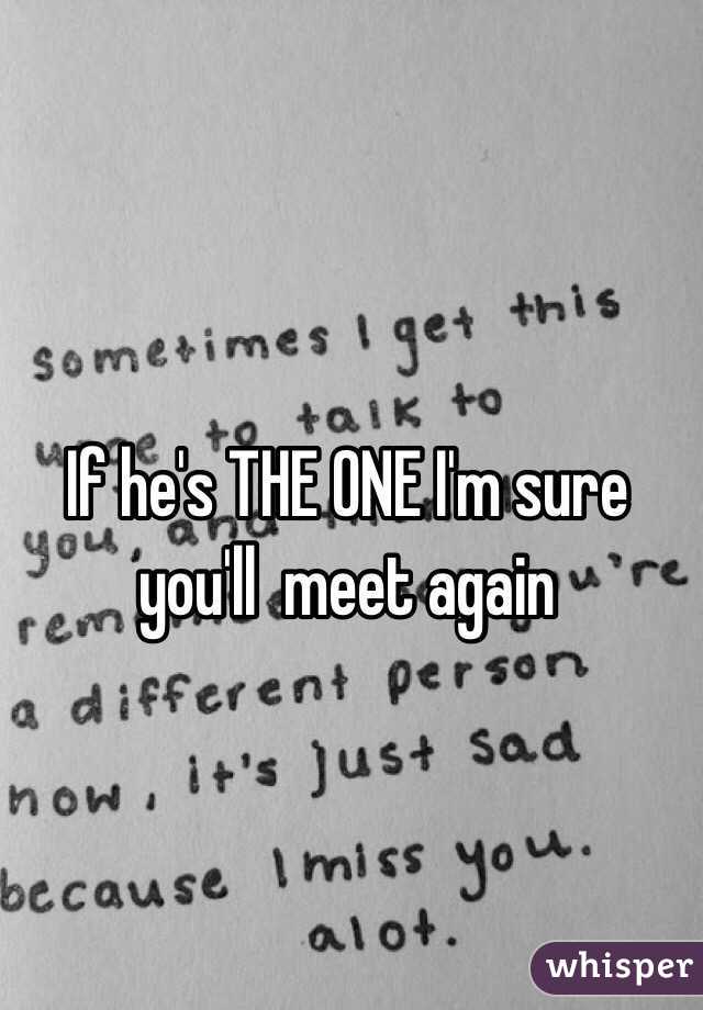 If he's THE ONE I'm sure you'll  meet again 