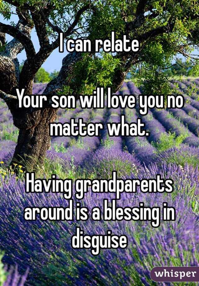I can relate 

Your son will love you no matter what. 

Having grandparents around is a blessing in disguise 