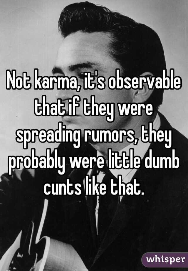 Not karma, it's observable that if they were spreading rumors, they probably were little dumb cunts like that.
