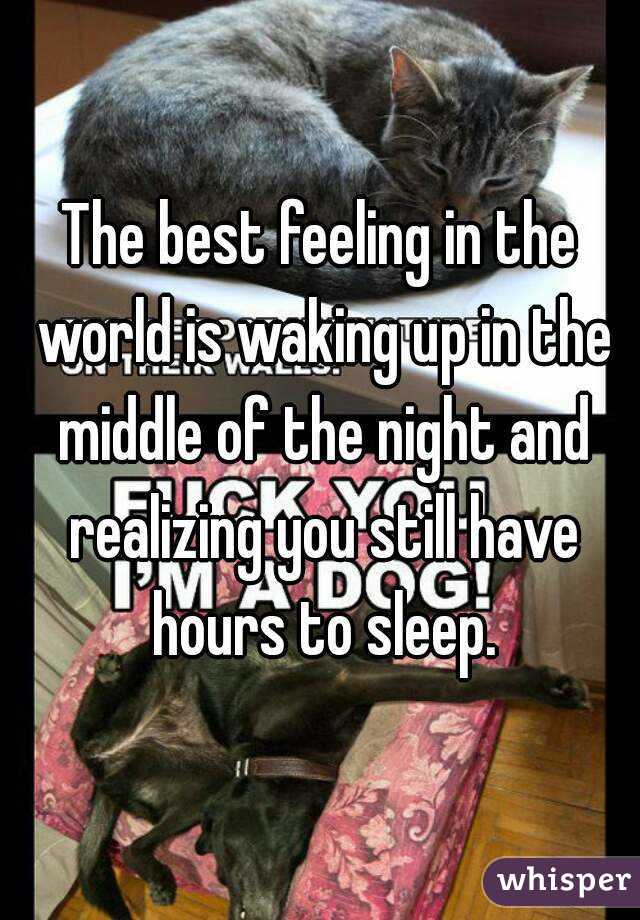The best feeling in the world is waking up in the middle of the night and realizing you still have hours to sleep.
