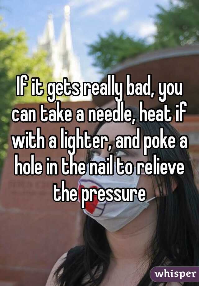 If it gets really bad, you can take a needle, heat if with a lighter, and poke a hole in the nail to relieve the pressure 